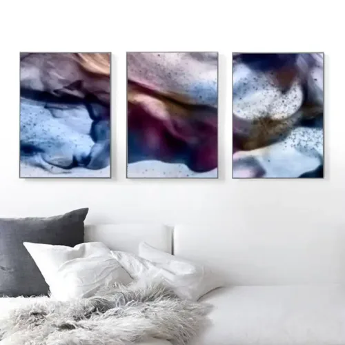 Set tablouri abstracție modernă colorat cu albastru și roz — tablou canvas