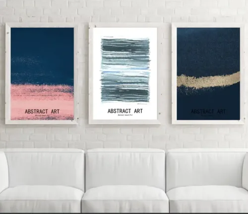 Set tablouri abstracție modernă cu roz și albastru — tablou canvas