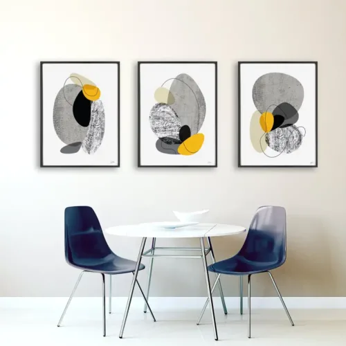 Set tablouri abstracție modernă cu gri și negru — tablou canvas