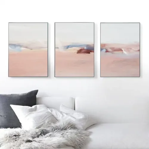 Set tablouri abstracție modernă cu roz și albastru — tablou canvas