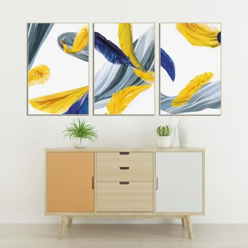 Set tablouri abstracție modernă cu albastru și galben — tablou canvas