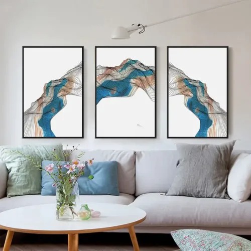 Set tablouri abstracție modernă cu albastru și gri — tablou canvas
