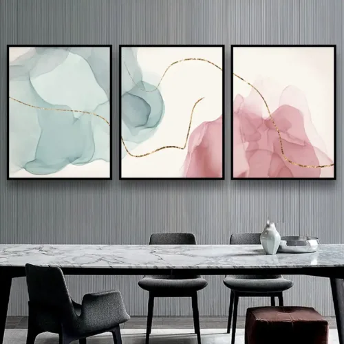 Set tablouri abstracție modernă cu albastru și roz — tablou canvas