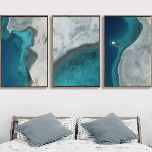 Set tablouri abstracție modernă cu albastru și gri — tablou canvas