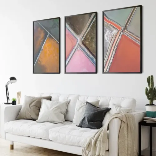 Set tablouri abstracție modernă cu roz, roșu, cafeniu — tablou canvas