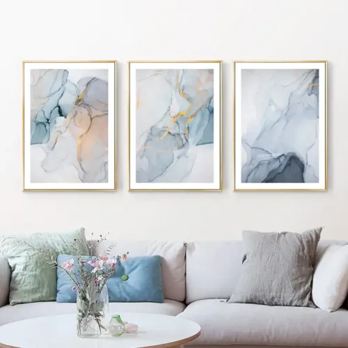 Set tablouri abstracție modernă cu albastru — tablou canvas