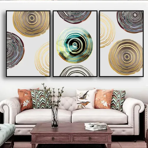 Set tablouri abstracție modernă cu auriu și negru — tablou canvas