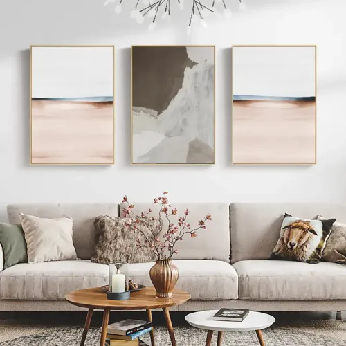 Set tablouri abstracție modernă cu roz și gri — tablou canvas