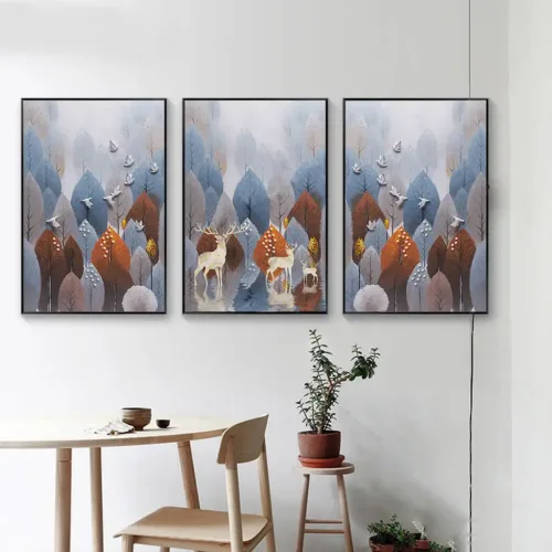 Set tablouri abstracte in culori deschise — tablou canvas