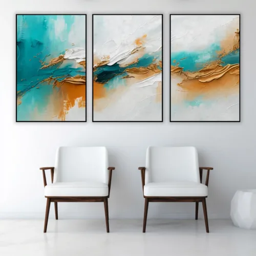 Set de tablouri abstract cu fundal alb în culori vibrante — tablou canvas