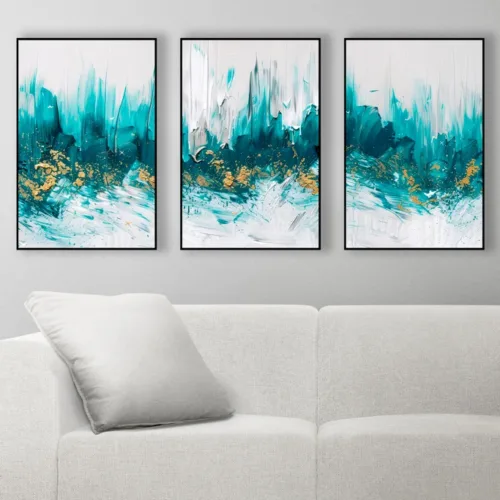 Set de tablouri abstract cu fundal alb și cu nuanțe de albastru — tablou canvas