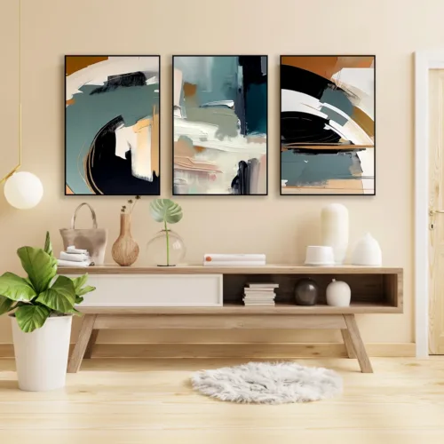 Set de tablouri abstract în culori reci — tablou canvas