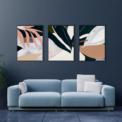 Set tablouri abstract în culori pale — tablou canvas