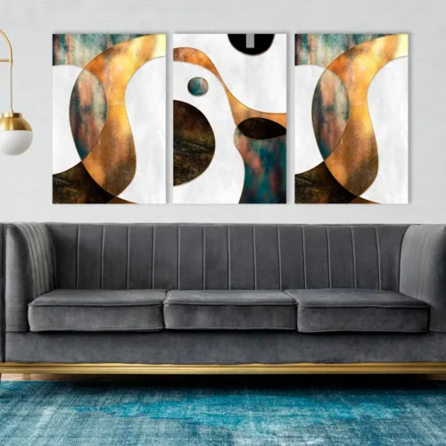 Set de tablouri abstract cu detalii aurii — tablou canvas