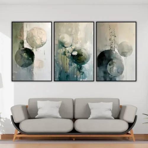 Set de tablouri abstracție în culori închise și reci — tablou canvas