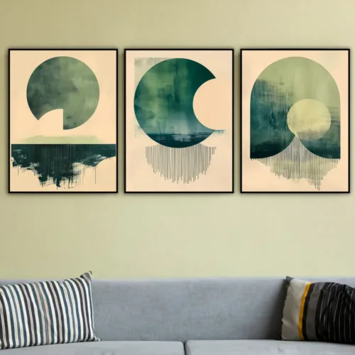 Set de tablouri abstracție în nuanțe de verde — tablou canvas