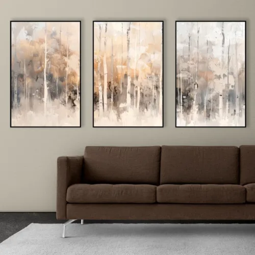 Set de tablouri cu peisaj natural cu copaci abstracți — tablou canvas