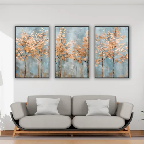 Set de tablouri cu peisaj natural cu detalii auri — tablou canvas