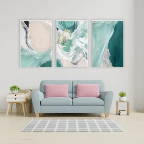 Set de tablouri abstract cu nuanțe deschise de albastru — tablou canvas