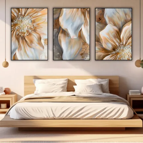 Set de tablouri cu flori în stil abstract — tablou canvas