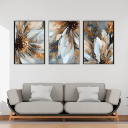 Set de tablouri cu flori în stil abstract — tablou canvas