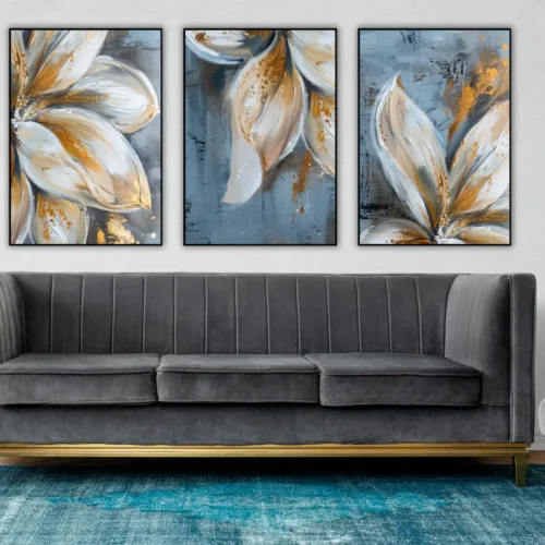 Set de tablouri cu flori în stil abstract — tablou canvas