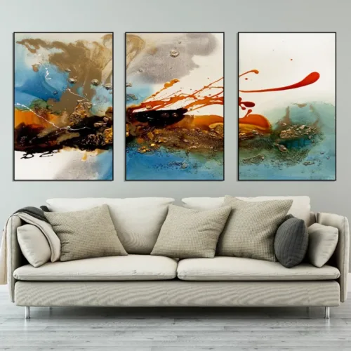Set tablouri abstracție modernă cu roșu și albastru — tablou canvas