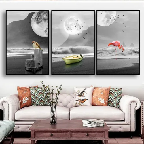 Set de tablouri peisaje alb-negru — tablou canvas