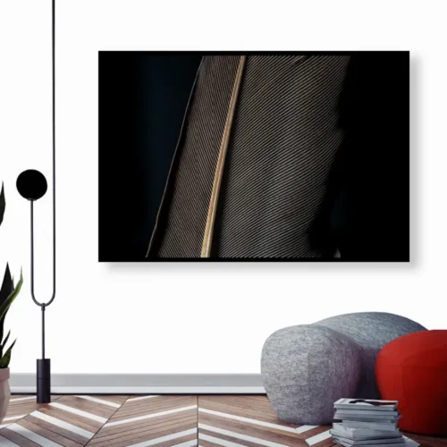 Tablou pană taiată culori negru auriu — tablou canvas