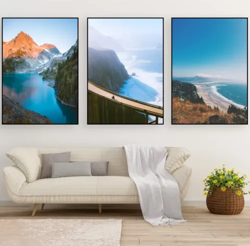 Set de tablouri piesaj cu munte si mare — tablou canvas