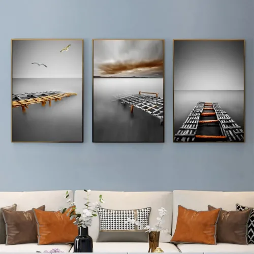 Set de tablouri peisaje alb-negru — tablou canvas