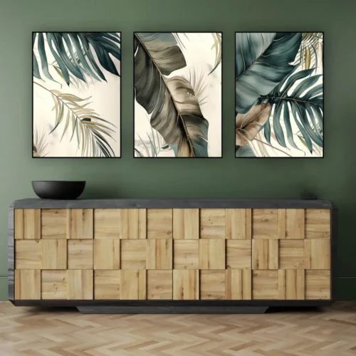 Set de tablouri cu plante în verde închis — tablou canvas