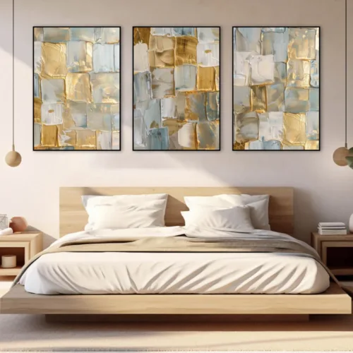 Set de tablouri în stil abstract cu detalii aurii — tablou canvas