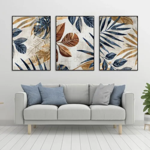 Set de tablouri cu plante în culori închise — tablou canvas