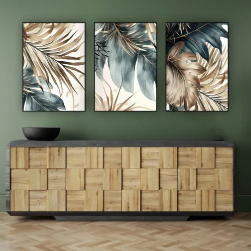Set de tablouri cu plante în verde închis — tablou canvas