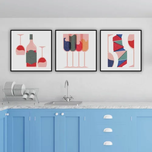 Set de tablouri cu vin pentru bucătărie — tablou canvas