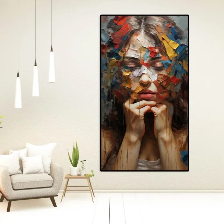 Tablou cu femeie în stil abstract în culori vibrante — tablou canvas