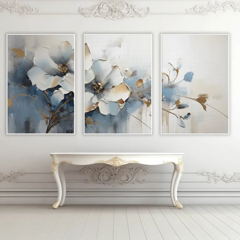 Set de tablouri cu flori cu detalii abstracte — tablou canvas