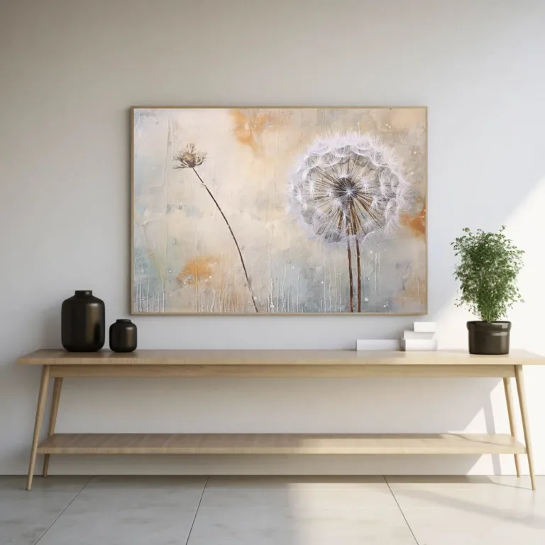 Tablou cu păpădii în fundal colorat — tablou canvas