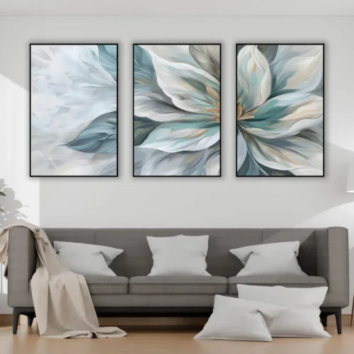 Set de tablouri cu floare în nuanțe de albastru — tablou canvas