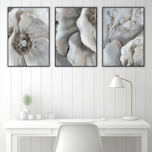 Set de tablouri cu flori gri — tablou canvas