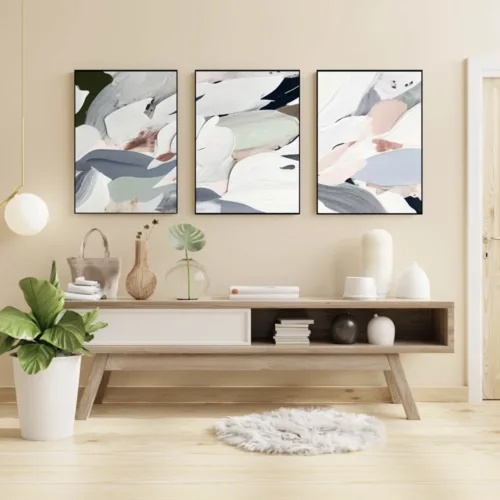 Set de tablouri în stil abstract în culori pale — tablou canvas