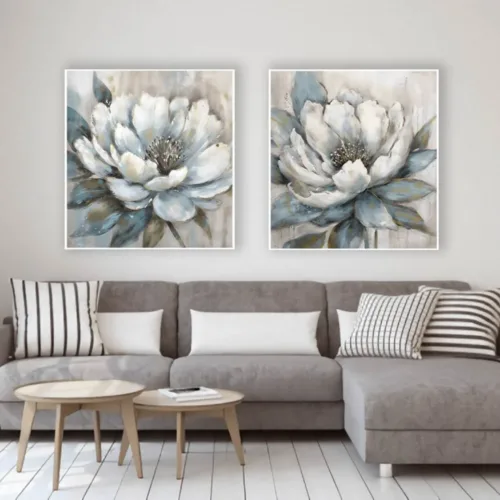 Set de tablouri cu flori albe — tablou canvas
