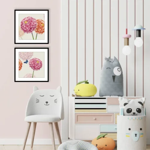 Set de tablouri cu flori roz — tablou canvas
