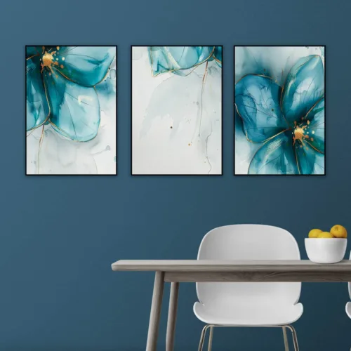 Set de tablouri cu flori albastre vibrant — tablou canvas