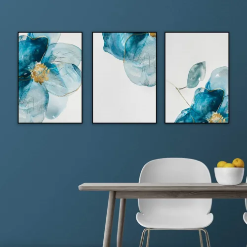 Set de tablouri cu flori albastre vibrant — tablou canvas