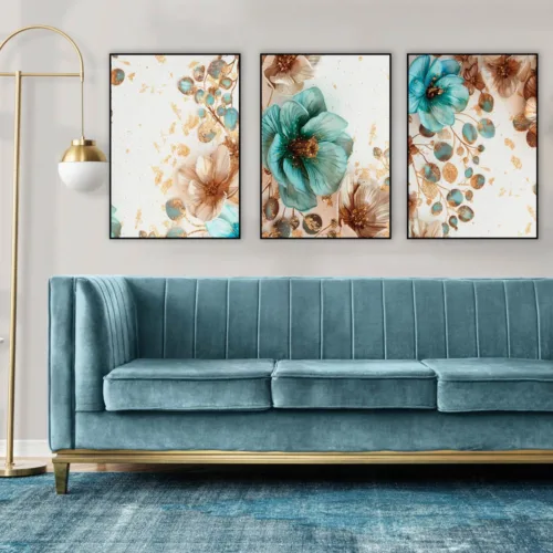 Set de tablouri cu flori albastre — tablou canvas