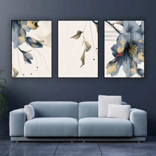 Set de tablouri cu flori albastre — tablou canvas