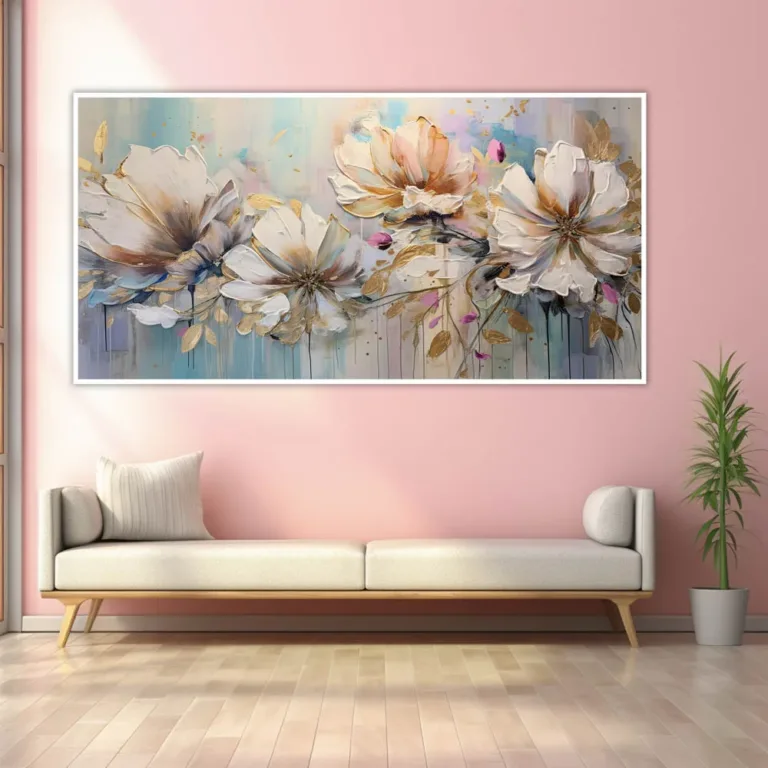Tablou cu flori colorate și detalii roz — tablou canvas