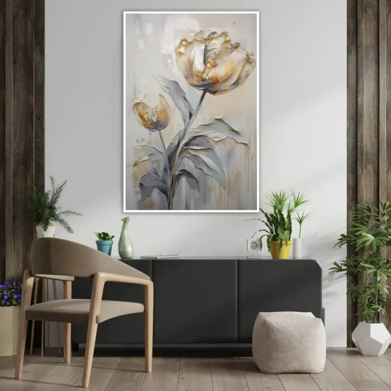 Tablou cu lalele în detalii gri — tablou canvas